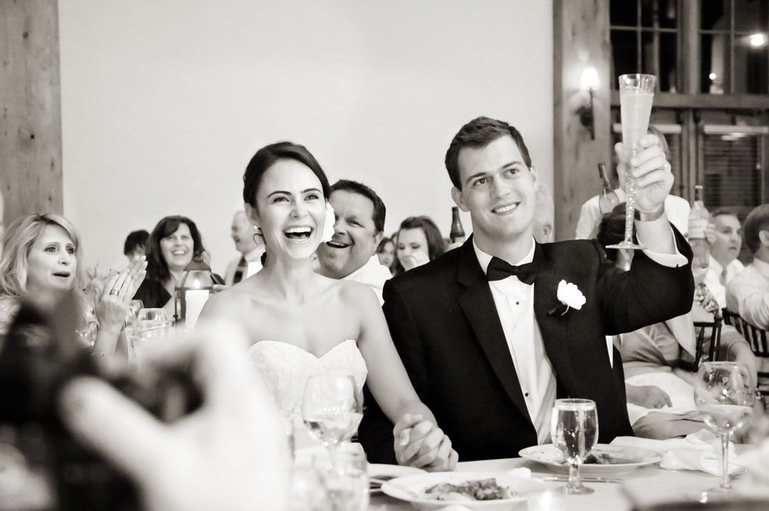 Black and white wedding toast in Vail Colorado Photo