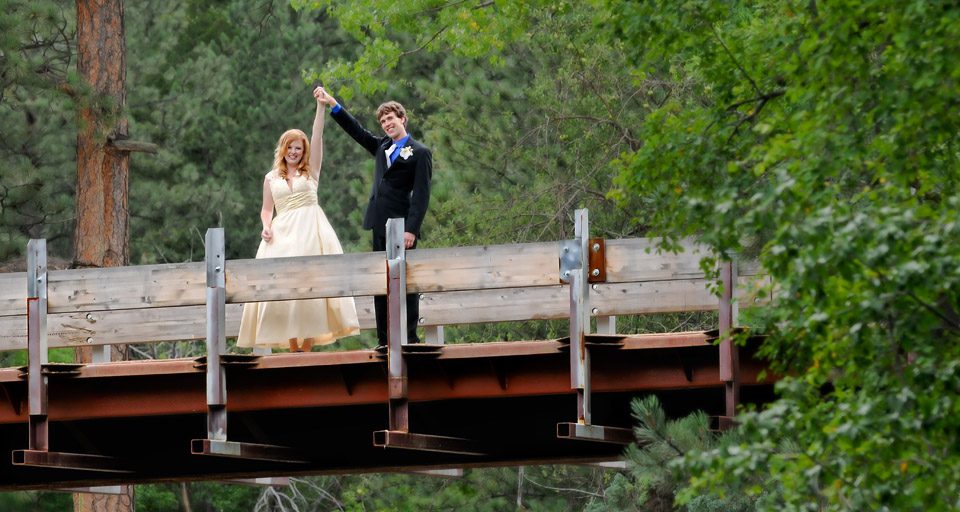 Boulder Co wedding Photo on bridge