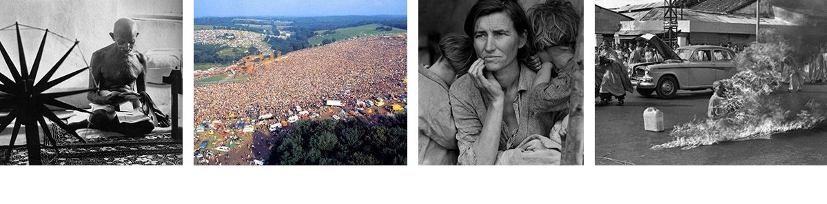 These iconic representations of top photojournalism images have been well viewed over the years. The crowd picture is from Woodstock - 1969