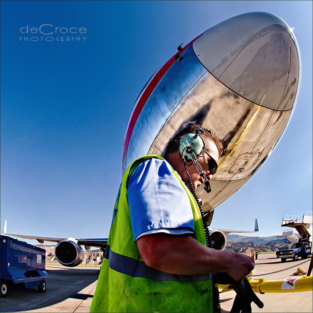 Commercial photo Denver of airport worker for G2 Secure