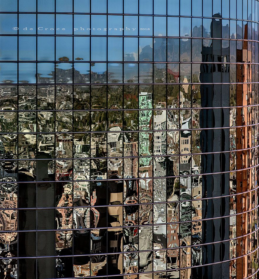 This fine art photography depiction of Denver tower reflections is by Denver Photographer Edwards DeCroce.