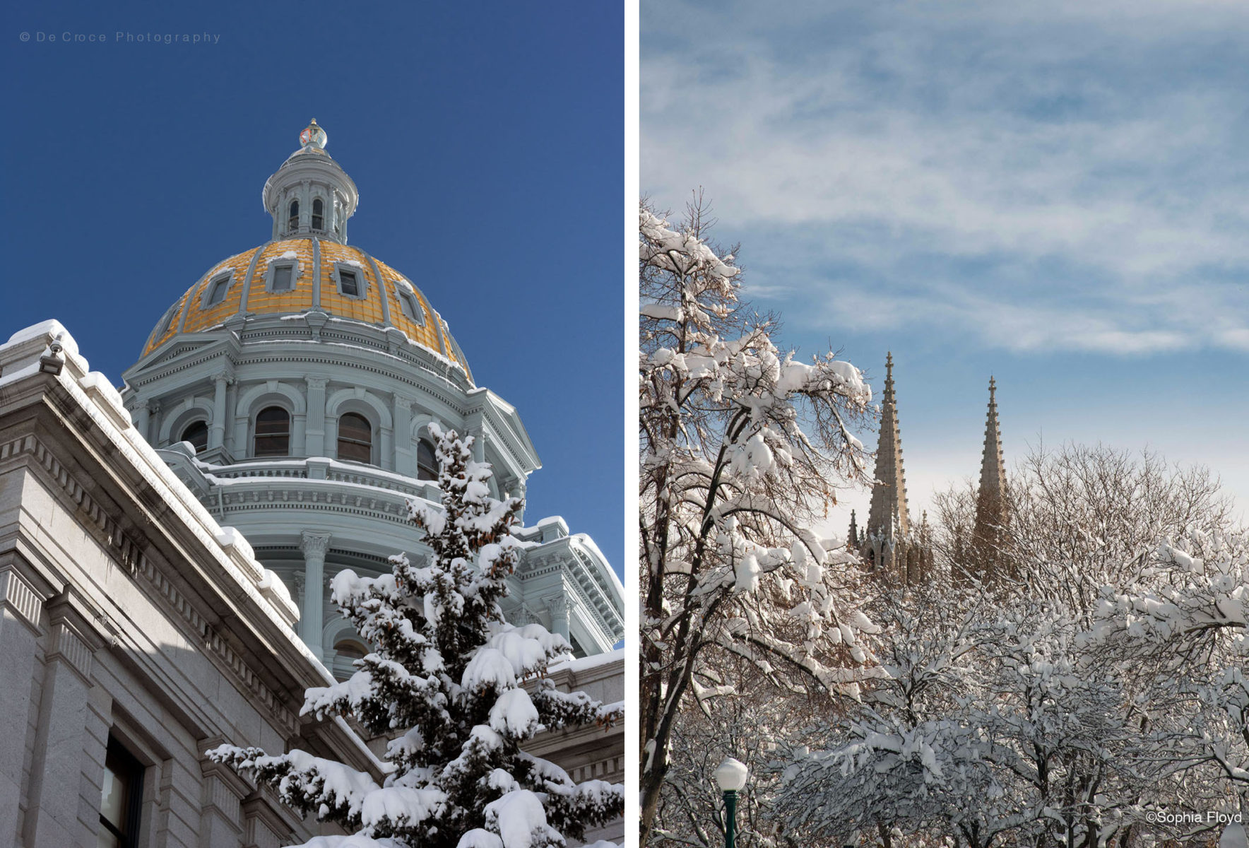Denver landmarks in snow photography