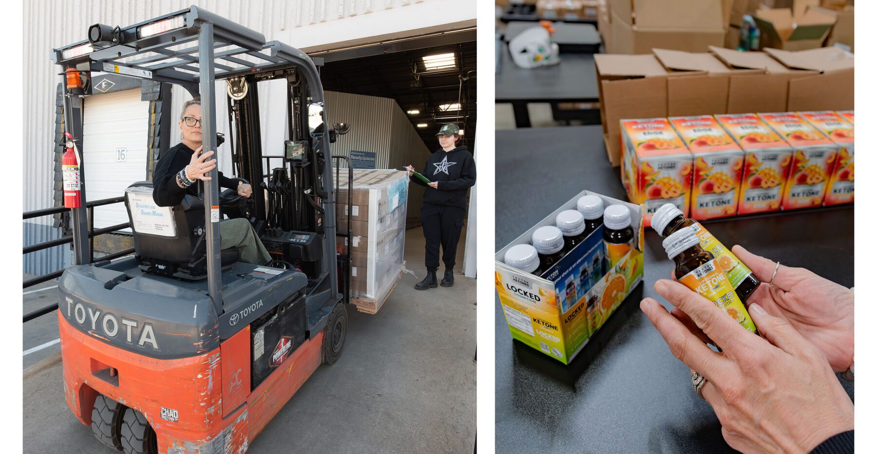 Edtorial photography in Denver Colorado shows warehouse commercial product delivery.