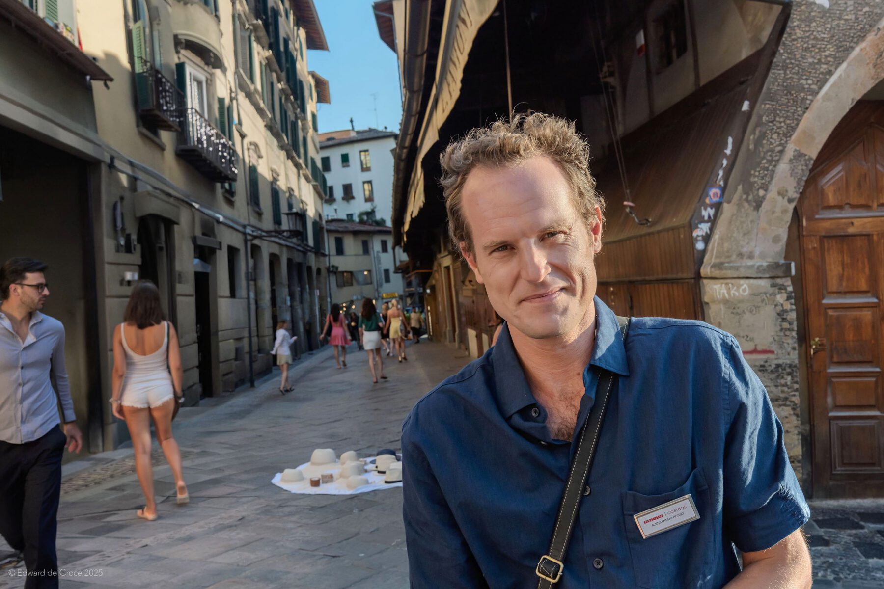 American portrait photographer based in Denver Colorado caught this candid moment of actor Tim Daish in Florence Italy.